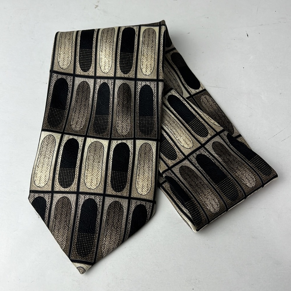 Bergamo New York Necktie Green Black Pure Silk Men Accessories Neck Tie - Picture 7 of 7